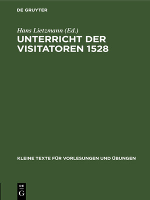 cover image of Unterricht der Visitatoren 1528